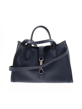 GUCCI- Soft Jackie Medium Piston Lock Tote - Navy Blue Leather - Authentic